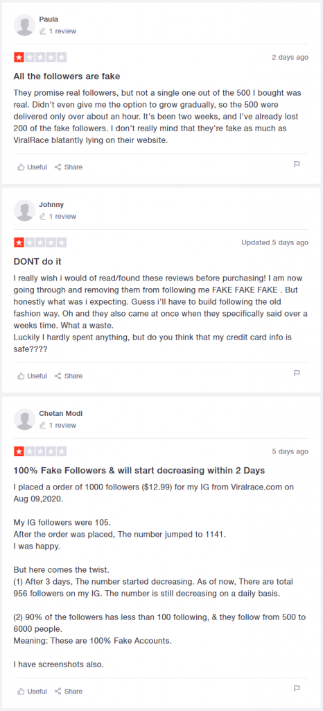 ViralRace TrustPilot reviews
