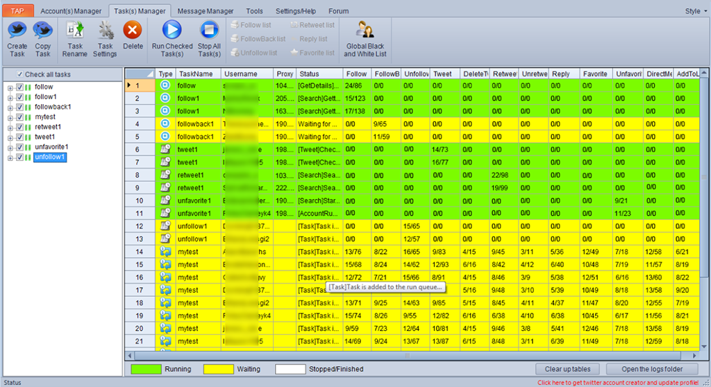 Tweet Attacks Pro RunTasks