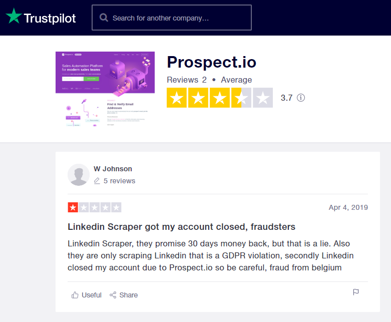 Prospect.io Trustpilot