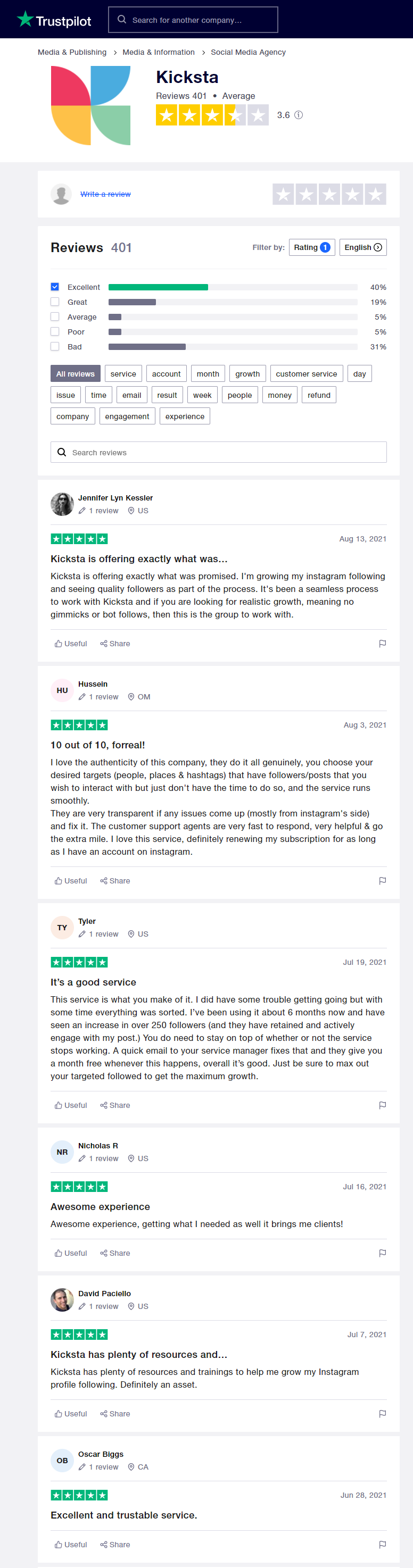 Trustpilot Kicksta Reviews