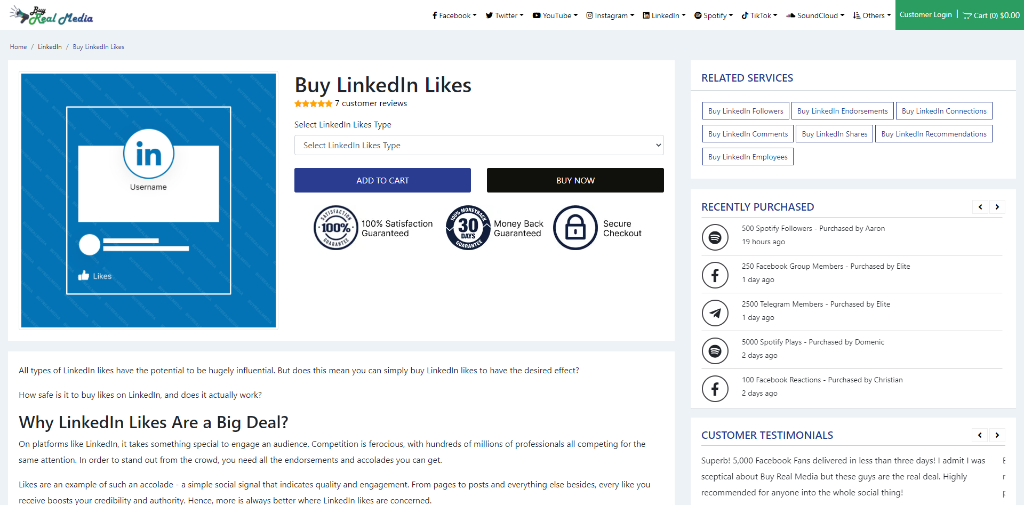 Buy Real Media LinkedIn Likes