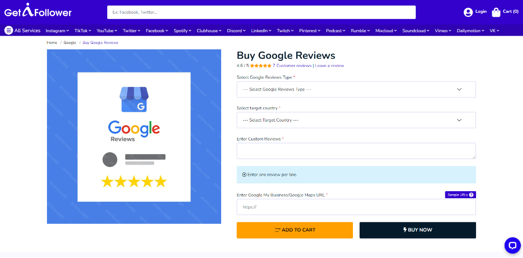 GetAFollower Buy Google Reviews