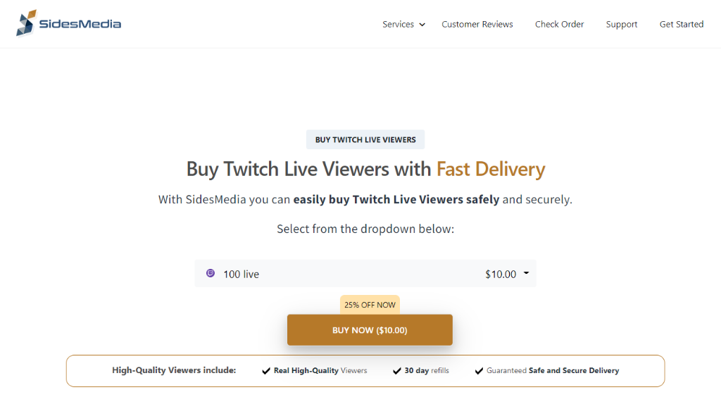 SidesMedia Buy Twitch Live Viewers