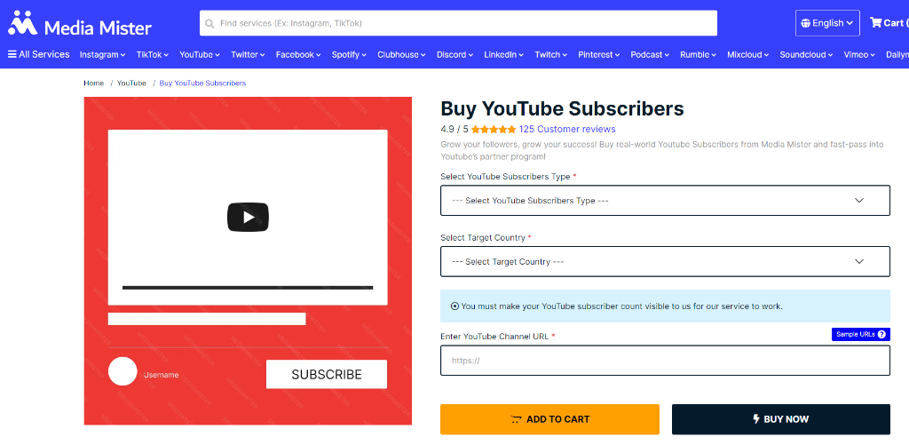 Media Mister Buy YouTube Subscribers