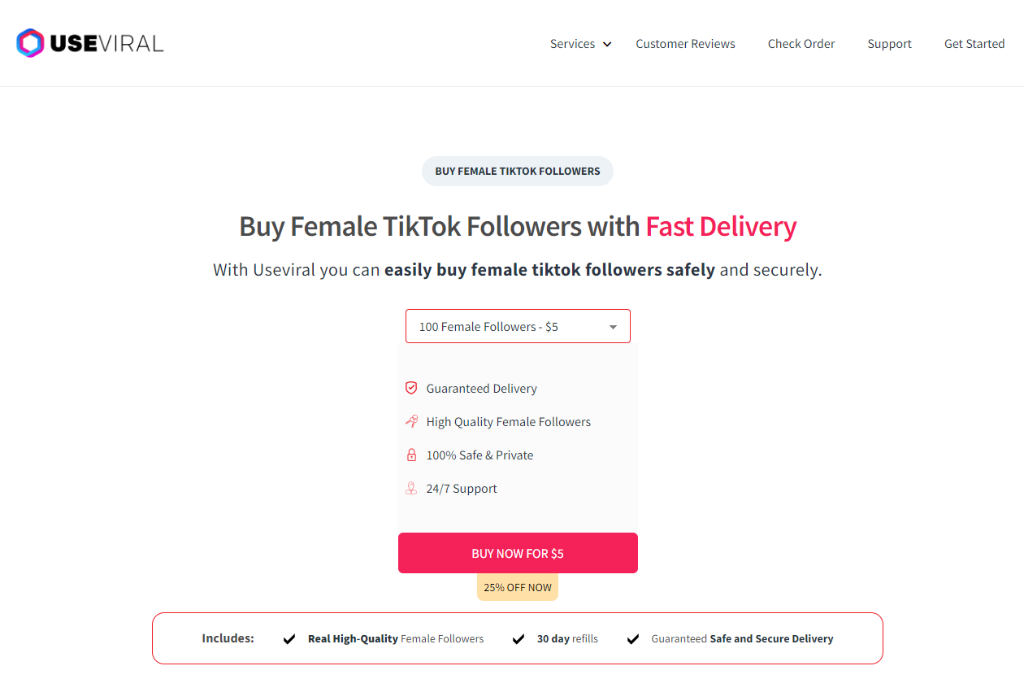 UseViral Buy Female TikTok Followers